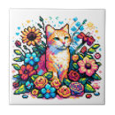 Buscar naranja gato azulejos Floral