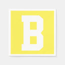 Buscar amarillo y blanco servilletas Monograma