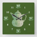 Buscar tiempo del té relojes de pared Verde