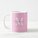 Buscar gris y rosa tazas Monograma