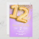 Buscar 12 invitaciones de cumpleaños Purpurina