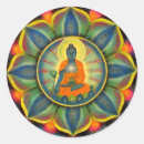 Buscar uno buda redondas pegatinas Buddhism