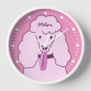 Buscar perro caniche relojes de pared Rosa