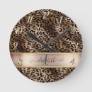 Buscar estampado leopardo relojes de pared Marrón