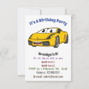 Buscar coche amarillo invitaciones Cualquier niño