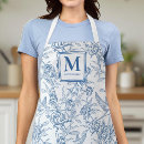 Buscar toile delantales Azul blanco