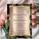 Buscar damasco dorado invitaciones Fiesta de jubilación