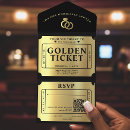Buscar boleto de oro invitaciones Negro y oro