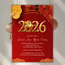Buscar año chino del caballo invitaciones Rojo y dorado