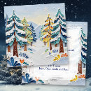 Buscar paisaje nevado tarjetas Felices fiestas