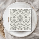 Buscar damasco floral servilletas Blanco