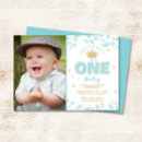 Buscar del príncipe invitaciones primer cumpleaños Azul y oro