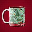 Buscar gato y árbol de navidad tazas Amante del gato