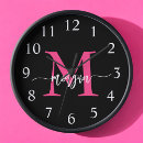 Buscar rosa y negro relojes de pared Nombre