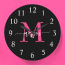 Buscar rosa y negro relojes de pared Nombre