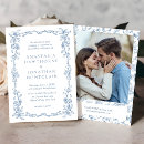 Buscar francés boda invitaciones Azul polvoriento