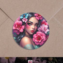 Buscar mujeres hermosas pegatinas Floral