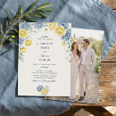 Buscar francés boda invitaciones Azul polvoriento