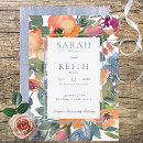 Buscar floral azul boda invitaciones Rústico