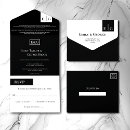 Buscar blanco y negro moderno invitaciones Monograma