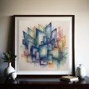 Buscar pintura geométrica posters Azul