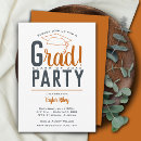 Buscar gris y naranja invitaciones Fiesta de grado