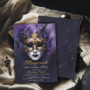 Buscar máscara púrpura invitaciones Fiesta de mascarada