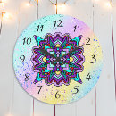 Buscar mandala azul relojes de pared Amarillo