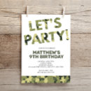 Buscar camuflaje verde invitaciones Niño