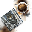 Buscar lobo posavasos Azul