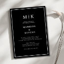 Buscar blanco y negro elegante boda invitaciones Tradicional