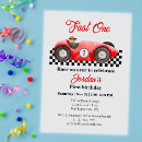 Buscar coche de carreras rojo invitaciones Cualquier niño