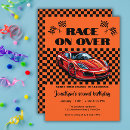 Buscar coche de carreras rojo invitaciones Cualquier niño