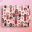 Buscar muñeca del kokeshi papel de regalo Kawaii