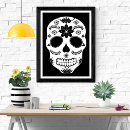 Buscar cráneo blanco y negro posters Halloween