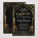 Buscar los años 20 invitaciones de cumpleaños Negro y dorado