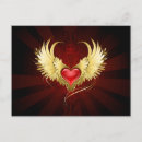 Buscar corazón con alas postales Oro