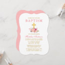 Buscar rosado invitaciones para bautizos Cruz dorada