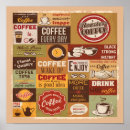 Buscar café de bebida posters Tipografía