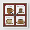 Buscar taza café cuadrados de relojes de pared Capuchino