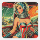 Buscar astronauta retro pegatinas Ciencia ficción