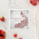 Buscar pavo real servilletas Rojo