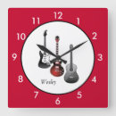 Buscar guitarra eléctrica relojes de pared Rojo