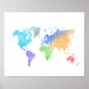 Buscar mapa de acuarela posters Mapa del mundo