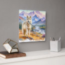 Buscar lobo relojes de pared Acuarela