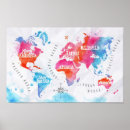 Buscar mapa de acuarela posters Azul