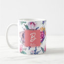 Buscar flores pintadas a mano tazas Monograma