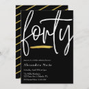 Buscar a fiesta con clase elegante invitaciones 40 cumpleaños Oro