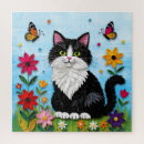 Buscar gato blanco y negro puzzles Flores