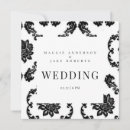 Buscar damask boda invitaciones Blanco y negro